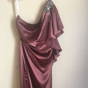 David's Bridal Short One Shoulder Formal Dress